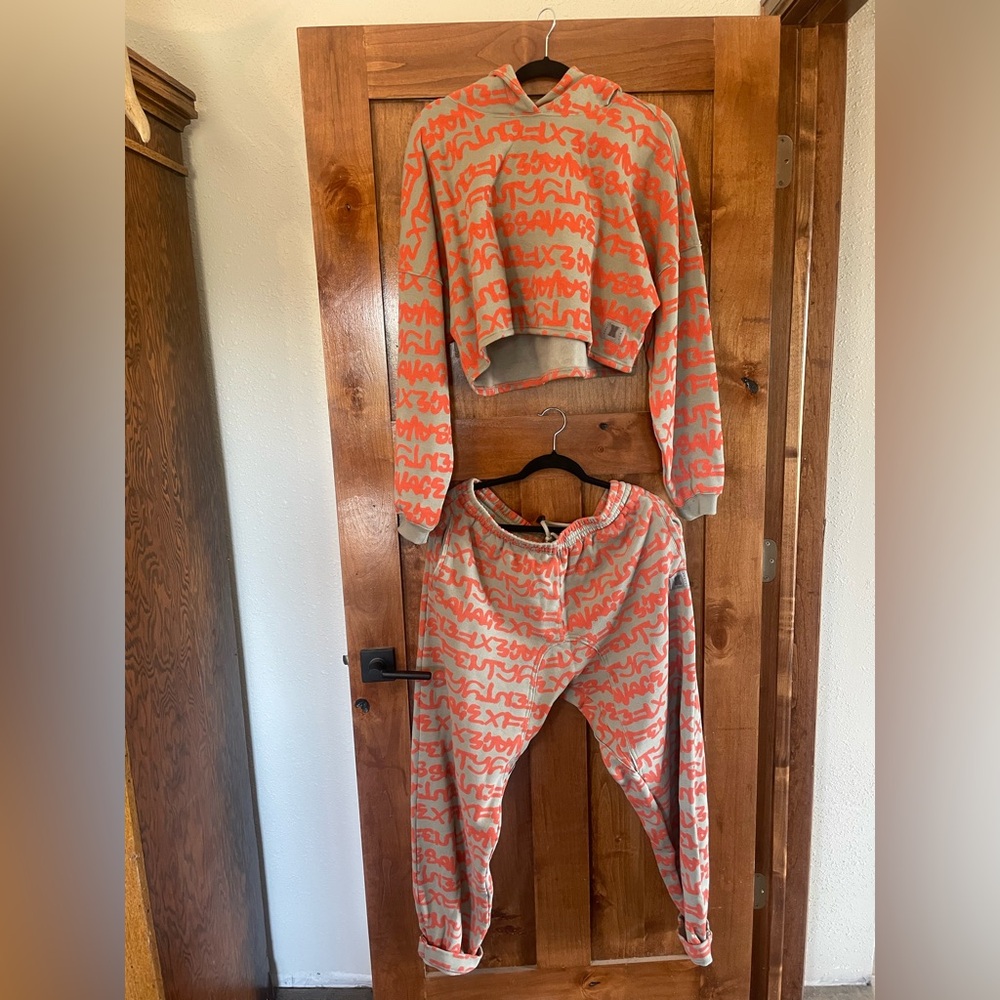 Savage X Fenty Orange and Olive Green Hoodie Set
